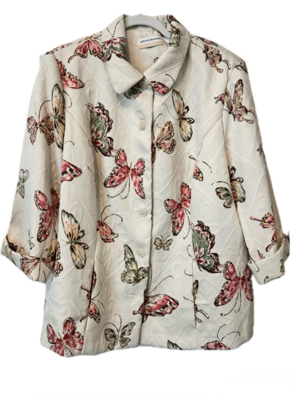 Alfred Dunner Butterfly Jacket Textured Blazer Floral Plus Size 18W